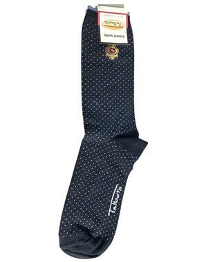 Talbots Black Trouser Socks With Polka Dot Pattern & Crest Design Size 9-11 NWT